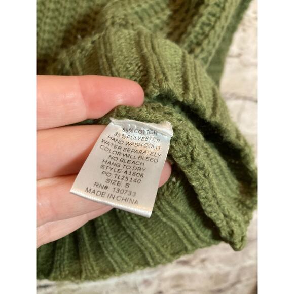 Umgee Oversized Sweater Womens Small Olive Green Chunky Knit Cowl Neck Boho - Picture 11 of 12